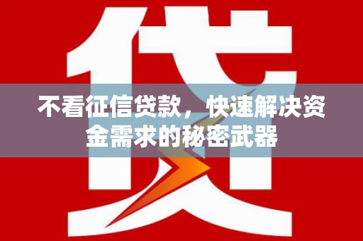 华安不看征信贷款，快速解决资金需求的秘密武器